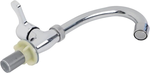 Rubinetto da cucina a colonna singola - Per uso in cucina - Superficie resistente all'erosione - 23 cm - Argento