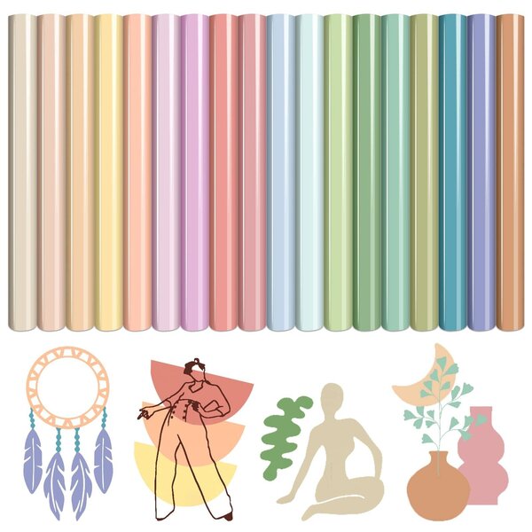 Fogli di trasferimento in stile boho, adatti per tessuti, in tonalità neutre, confezione da 18 fogli, dimensioni 30 x 25 cm