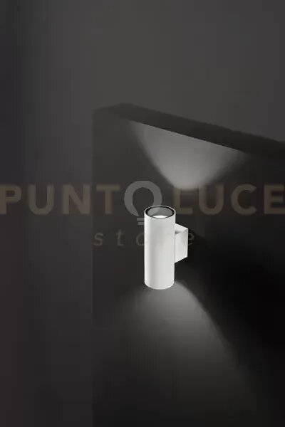 Applique alluminio colore bianco opaco quarondo 2 luci attacco gu10