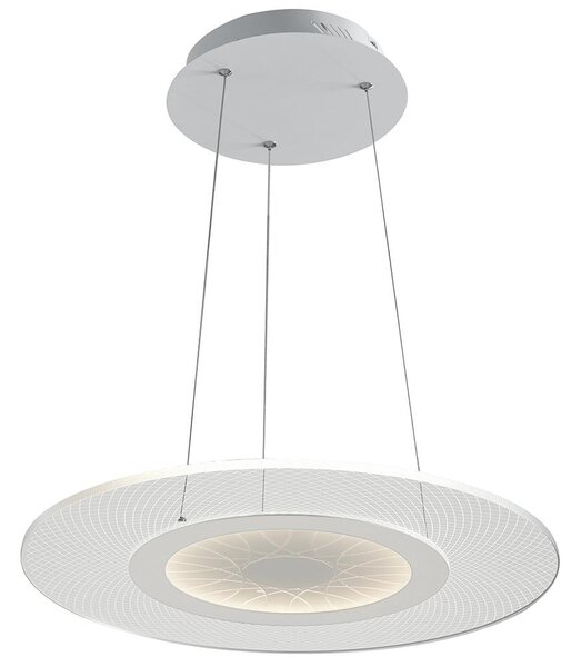 Lampadario Sospeso Moderno Tondo Bianco Metallo Acrilico Led 34 Watt Luce  Naturale Ambiente Led-eternity-s50