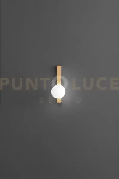Applique in metallo oro opaco e vetro bianco acidato snooky 1 luce 
