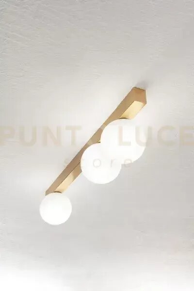 Applique in metallo oro opaco e vetro bianco acidato snooky 3 luci 