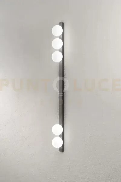Applique in metallo grigio titanio e vetro bianco acidato snooky 5 