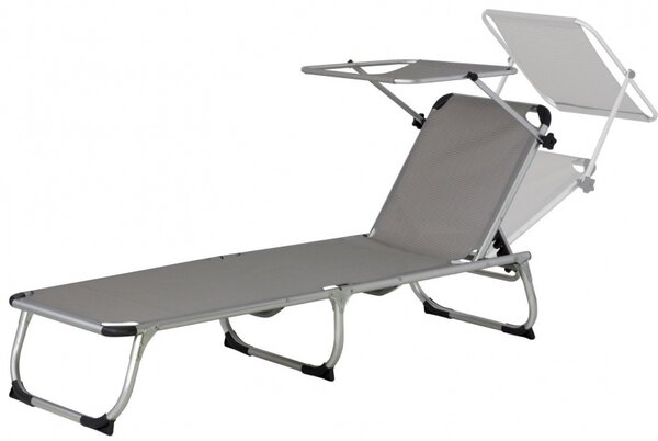 Lettino Pebble Beach 57 x 188 x 30 cm Grigio alluminio