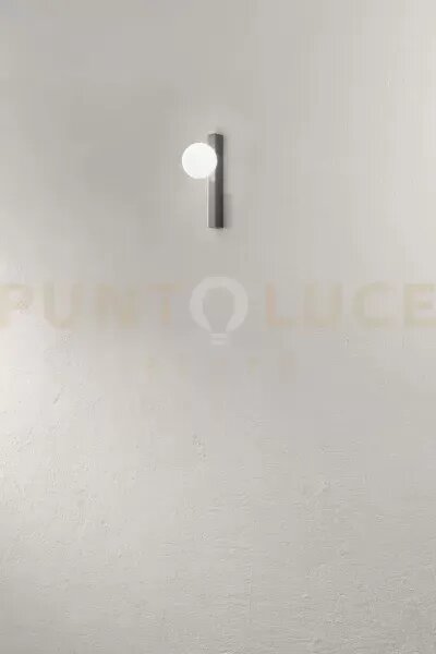 Applique in metallo grigio titanio e vetro bianco acidato snooky 1 