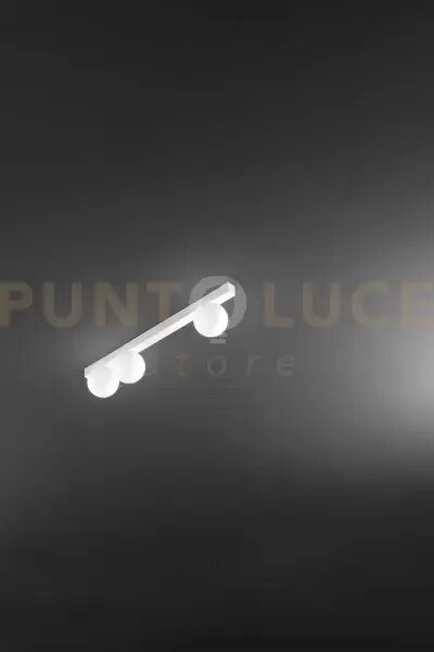 Applique in metallo bianco e vetro bianco acidato snooky 3 luci att