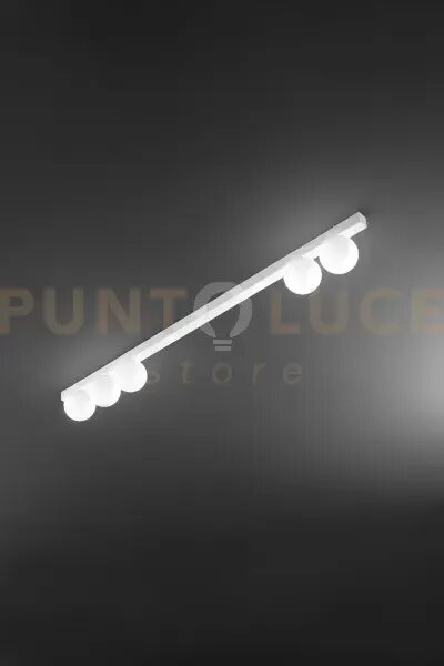 Applique in metallo bianco e vetro bianco acidato snooky 5 luci att