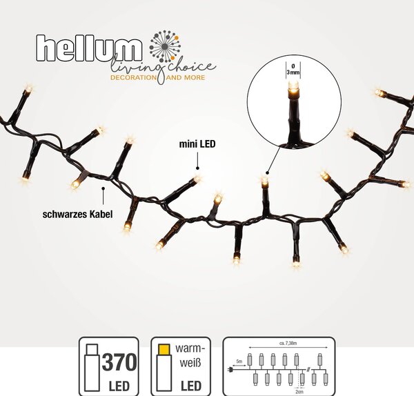 Luci LED da esterno, 370 LED bianco caldo, luci da esterno con spina e timer