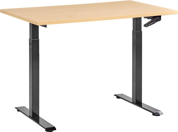 BELIANI Scrivania regolabile in altezza piano marrone chiaro struttura in acciaio nero 120 x 60 cm regolazione manuale in altezza ufficio moderno