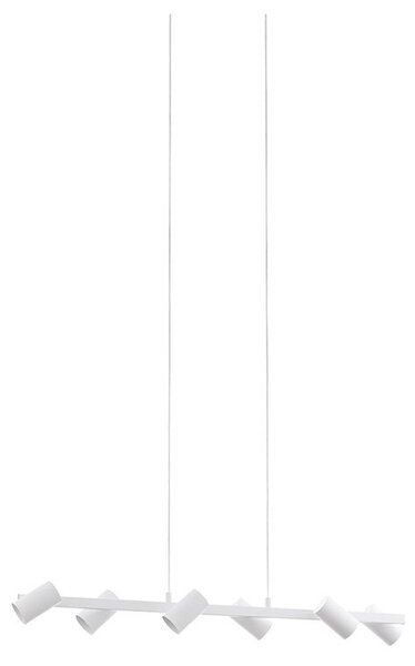 Lampadario Industrial Gatuela 6 Luci Acciaio Bianco E Grigio Nichel Opaco
