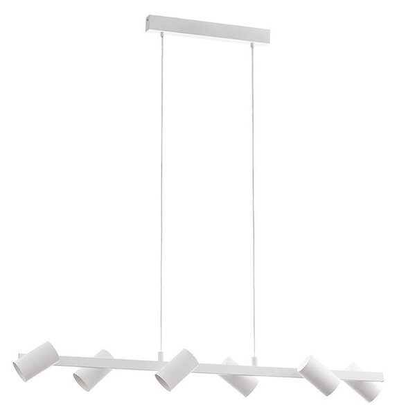 Lampadario Industrial Gatuela 6 Luci Acciaio Bianco E Grigio Nichel Opaco