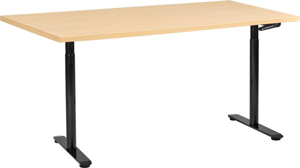 BELIANI Scrivania regolabile in altezza piano marrone chiaro struttura in acciaio nero 160 x 72 cm regolazione manuale in altezza ufficio moderno