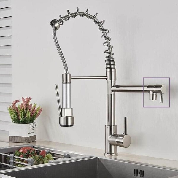 Rubinetto da cucina con due bocchette - Miscelatore per cucina con getto estraibile - Modernizzazione della cucina - Getto estraibile - Dimensioni standard - Nero opaco