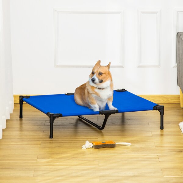 PawHut Letto Rialzato per Cani Fresco e Traspirante Letto per Cani di Taglia Grande 92x76x18 cm per Interni ed Esterni Blu | Aosom Italy
