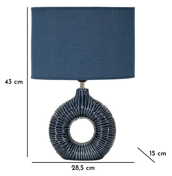 Lampada da tavolo blu in ceramica con paralume in tessuto (altezza totale 43 cm) Seta – Mauro Ferretti