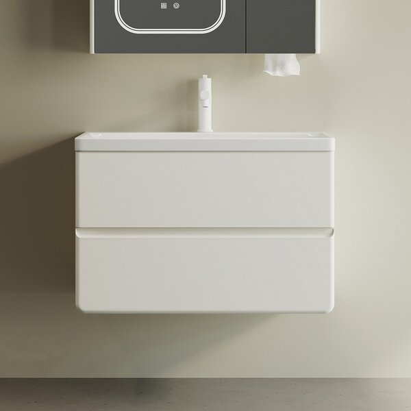 Kamalu mobile bagno 80 cm lavabo integrato e specchio contenitore | kam-sm80