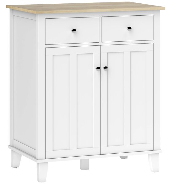 HOMCOM Buffet da cucina mobile contenitore per camera, salotto o ufficio con 2 porte e 2 cassetti 76 x 48 x 91 cm bianco | Aosom Italy