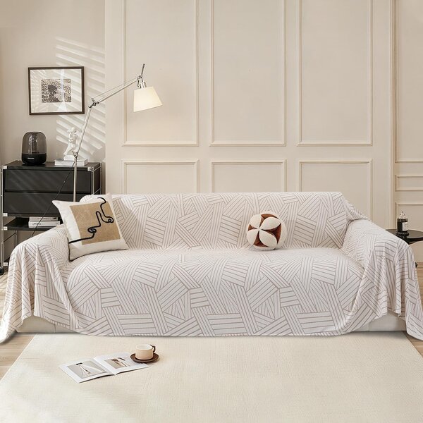 Copridivano universale per divani a uno o due posti - Copridivano antiscivolo - Coperta decorativa - Beige, marrone