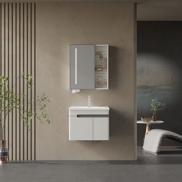 Kamalu mobile bagno 60 cm lavabo integrato e specchio contenitore | kam-ns60