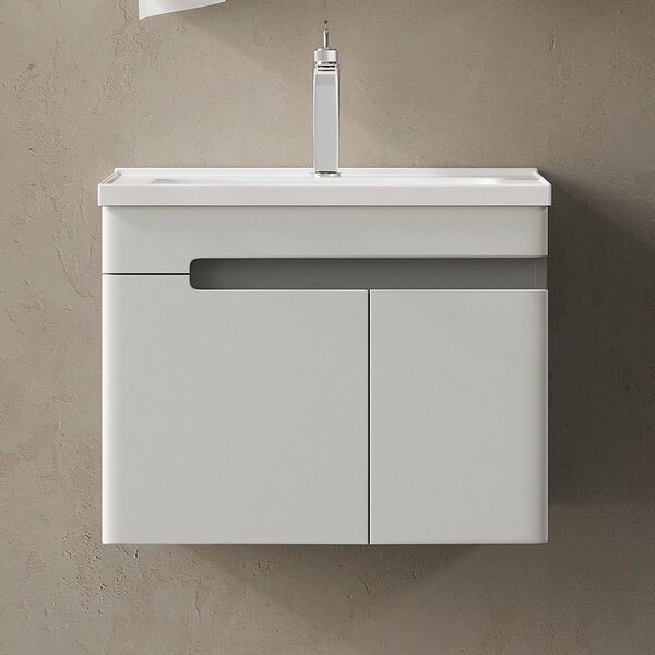 Kamalu mobile bagno 60 cm lavabo integrato e specchio contenitore | kam-ns60
