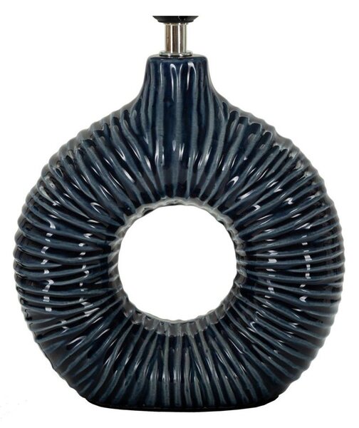 Lampada da tavolo blu in ceramica con paralume in tessuto (altezza totale 43 cm) Seta – Mauro Ferretti