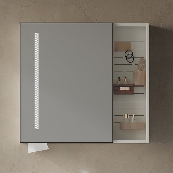 Kamalu mobile bagno 80 cm lavabo integrato e specchio contenitore | kam-ns80