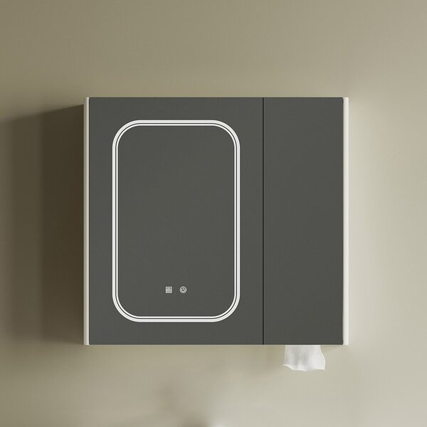 Kamalu mobile bagno 80 cm lavabo integrato e specchio contenitore | kam-sm80