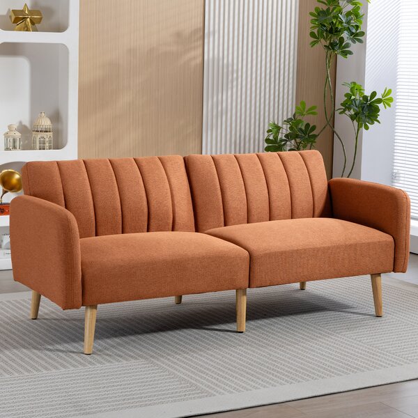 HOMCOM Divano Letto 2 Posti Design scandinavo Schienale regolabile 3 Posizioni Piedi in Legno Tessuto Effetto Lino marrone | Aosom Italy
