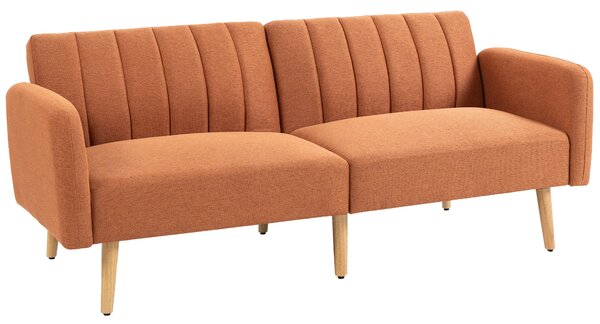 HOMCOM Divano Letto 2 Posti Design scandinavo Schienale regolabile 3 Posizioni Piedi in Legno Tessuto Effetto Lino marrone | Aosom Italy
