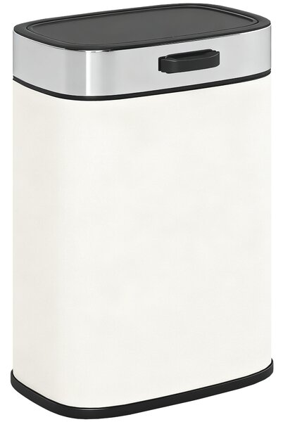 HOMCOM Pattumiera 5 L, posizionabile a terra o appesa, acciaio inox, bianco crema | Aosom Italy
