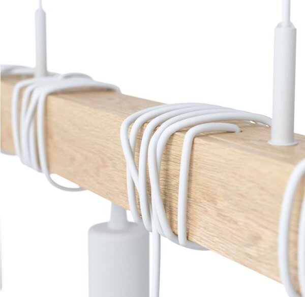 Lampadario A Sospensione Townshend Acciaio Legno 4 Luci E27 Ip20