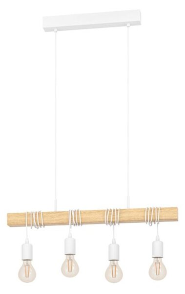Lampadario A Sospensione Townshend Acciaio Legno 4 Luci E27 Ip20