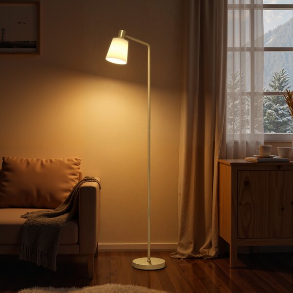 HOMCOM Lampada da Terra LED Dimmerabile con 3 Temperature di Colore 3000K-6500K Paralume Girevole Lampadina E27 Bianco e Oro | Aosom Italy