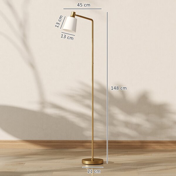 HOMCOM Lampada da Terra LED Dimmerabile con 3 Temperature di Colore 3000K-6500K Paralume Girevole Lampadina E27 Bianco e Oro | Aosom Italy