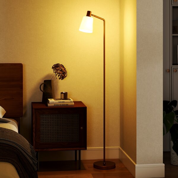 HOMCOM Lampada da Terra LED Dimmerabile con 3 Temperature di Colore 3000K-6500K Paralume Girevole Lampadina E27 Bianco e Oro | Aosom Italy