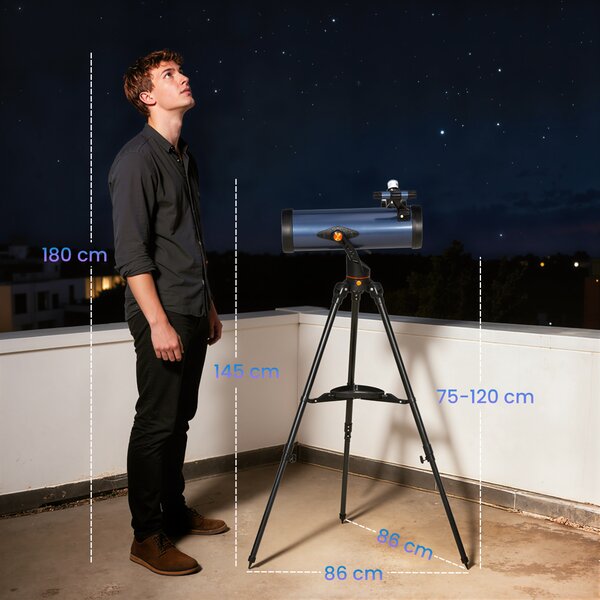 Outsunny Telescopio Riflettore Astronomico per Adulti e Principianti Apertura 114 mm con Treppiede Regolabile Borsa | Aosom Italy