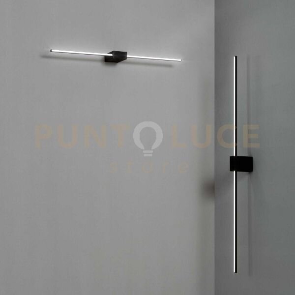 Essence square applique a parete 12 w on-off 1250 lm 3000 k nero 75cm