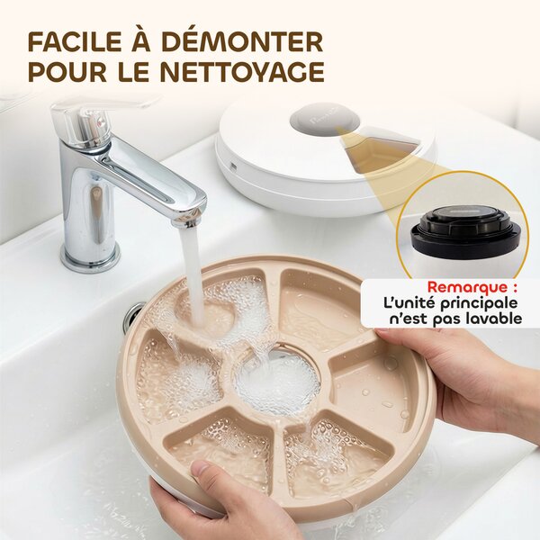 PawHut Distributore di Cibo per Animali Distributore Automatico 6 porzioni 31,5 x 31,5 x 8,3 cm bianco | Aosom Italy