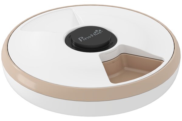 PawHut Distributore di Cibo per Animali Distributore Automatico 6 porzioni 31,5 x 31,5 x 8,3 cm bianco | Aosom Italy