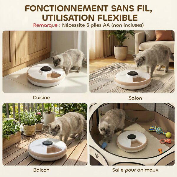 PawHut Distributore di Cibo per Animali Distributore Automatico 6 porzioni 31,5 x 31,5 x 8,3 cm bianco | Aosom Italy