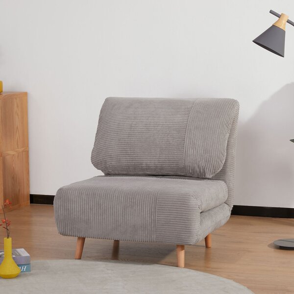Poltrona Letto Reclinabile 2 in 1 con Seduta Extra-Large 82x89x 83 cm in Tessuto Effetto Velluto Grigio