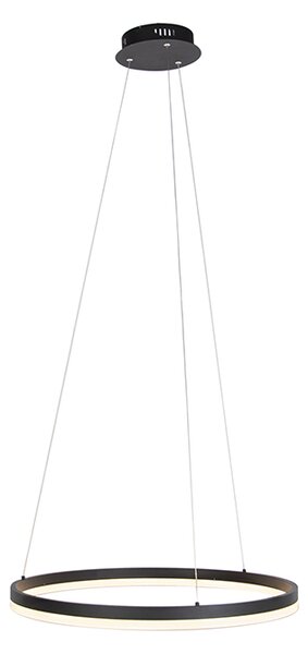 Lampada a sospensione di design nera 60 cm con LED dimmerabile a 3 livelli - Anello