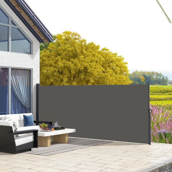 Outsunny Store laterale brise-vue paravento retrattile 4 x 1,80 m alluminio poliestere anti-UV alta densità 180 g/m² grigio scuro