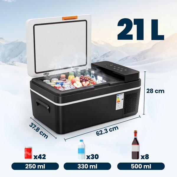 Outsunny Frigorifero a compressore 20L -20℃-20℃ Frigorifero elettrico con controllo APP, luci LED, porta USB, protezione batteria | Aosom Italy