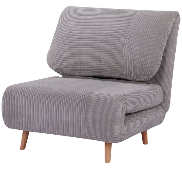 Poltrona Letto Reclinabile 2 in 1 con Seduta Extra-Large 82x89x 83 cm in Tessuto Effetto Velluto Grigio