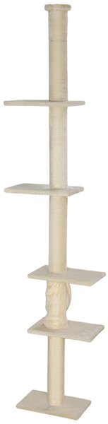 PawHut Albero per Gatti, altezza regolabile da 225-275 cm, base stabile, set anti-ribaltamento, copertura in peluche, Crema | Aosom Italy