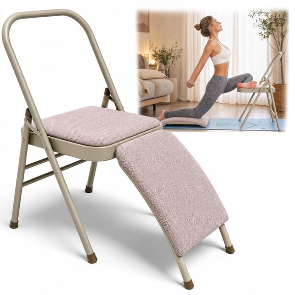 Sgabello yoga 2 in 1 con supporto lombare, pieghevole e robusto
