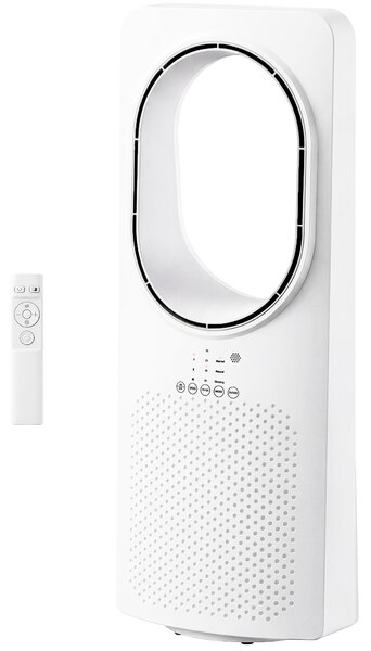 HOMCOM Ventilatore a Torre Senza Pale, Silenzioso 36dB, con Oscillazione a 45°, Luci LED, Telecomando, Bianco | Aosom Italy
