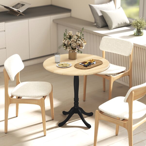 HOMCOM Tavolo rotondo da pranzo per 4 persone Ø 80 cm, tavolo da cucina, base in acciaio, stile moderno, legno naturale e nero | Aosom Italy