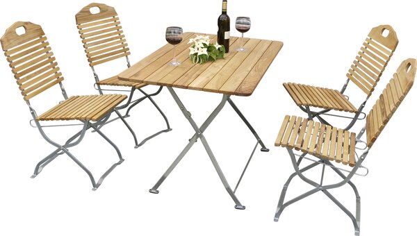 TPFGarden SET DA GIARDINO PIEGHEVOLE Bad Belzig, 5 pezzi, in legno di robinia, struttura in acciaio zincato
